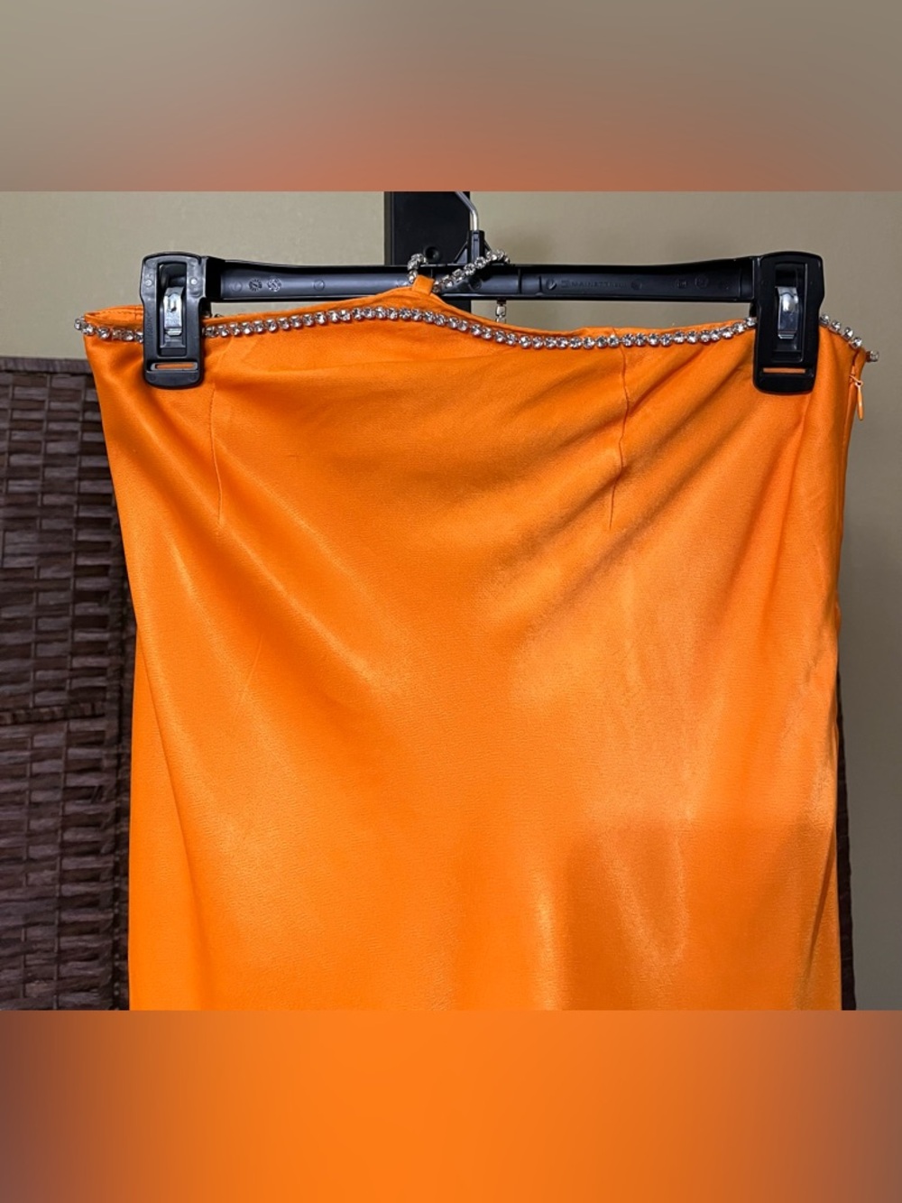 New Meshki Dayana Satin Diamante Skirt Set Mandarin Orange – Size Small - Picture 9 of 16